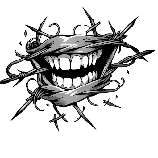 Barbed Wire Made Of Teeth Forehead
