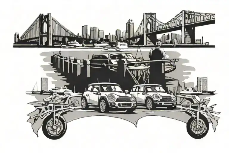 Mini Cooper And Sydney Harbour Bridge