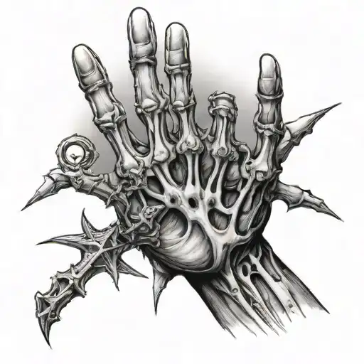 Skeleton Hand Reaching Out To Human Hand With A Nautical Star At The Point Of Their Fingers