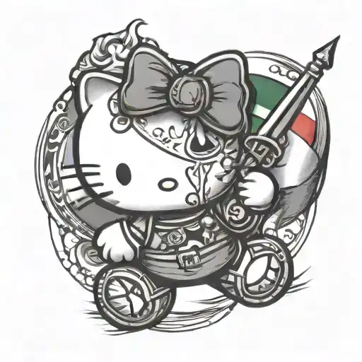 Hello Kitty With Palestinian Flag Waving