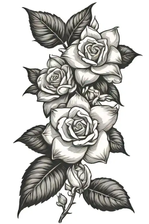 2 Gardenias With Leaves Intertwined