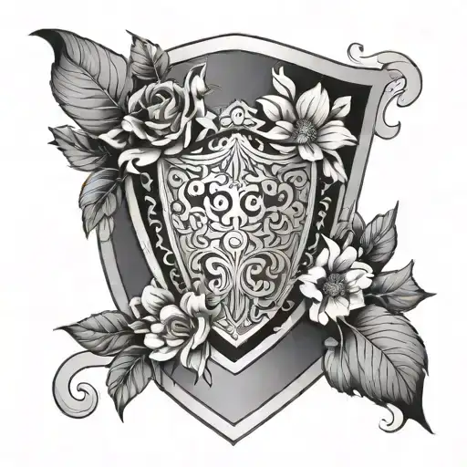 Shield And Flowers Intertwined