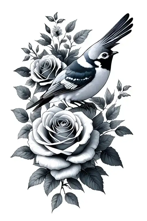 Birds And Roses Growing
