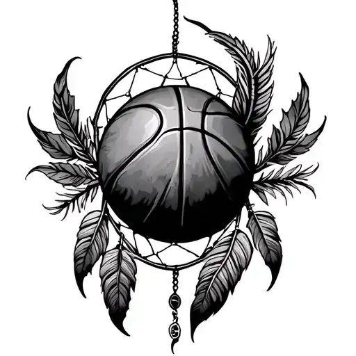 Basketball And Dream Catcher Entangled