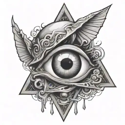Trippy Demon Angel Alien Triangle Eyeball Hanging On Nerves