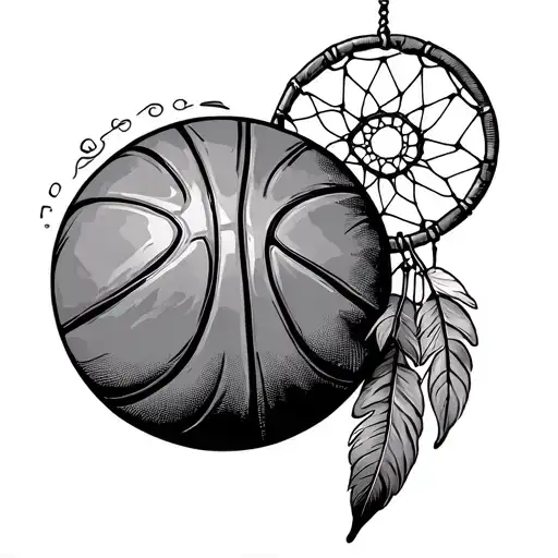 Basketball And Dream Catcher Intertwined