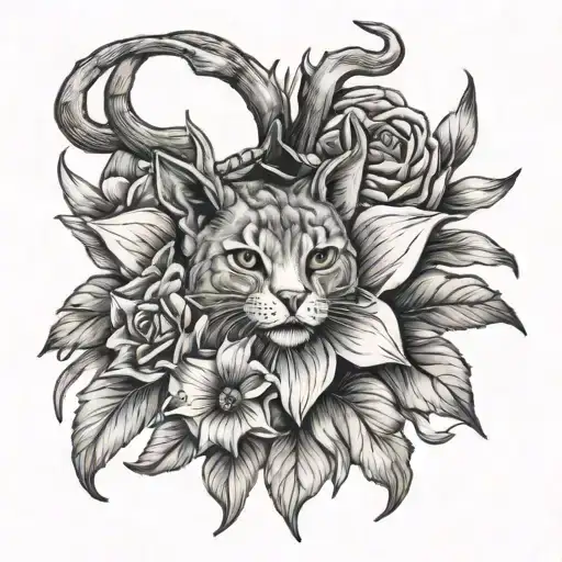 Daffodil Poppy Lalarkspur Antlers Boat Anchor Cat Paw Print Tattoo