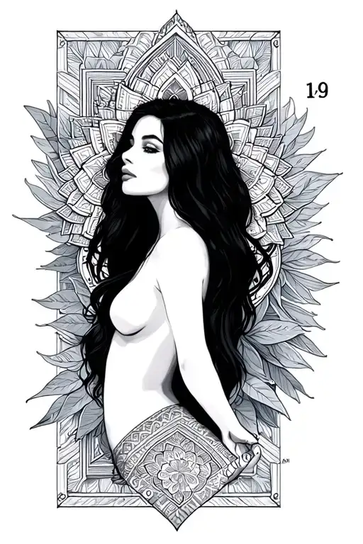 Leg Sleeve Ideas Woman With Mandala And Geo Patern