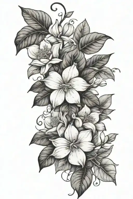 Gardenias In 2 Different Leaf Threads Along The Arm