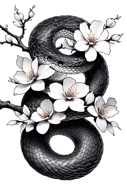 Snake Wrapped Japenese Cherry Blossoms