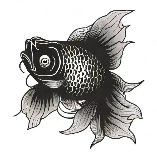 Minimalist Japanese Black Koi Fish