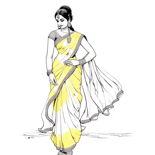 A Woman In A Yellow Sari