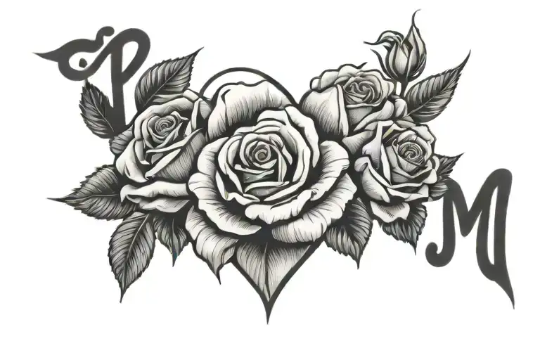 Roses With Heart And Name And Passing Away Date