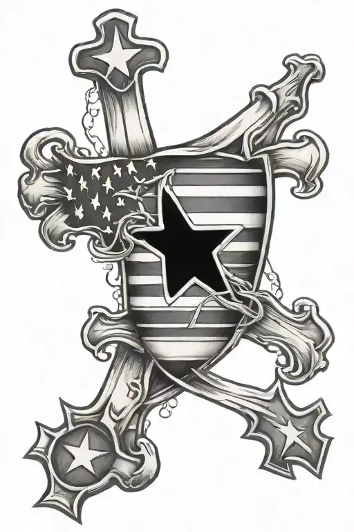 American Flag Inside Cross