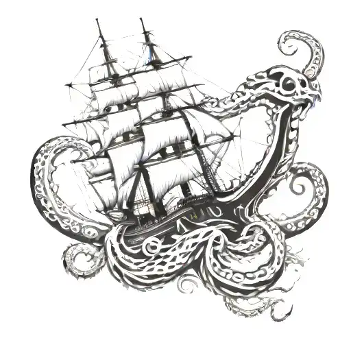 Kraken Attacking Tall Ship