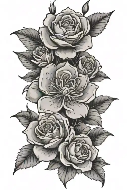 Roses Blooming Cherry Blossom