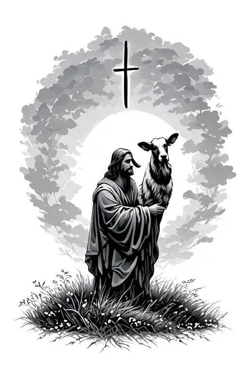 Psalms 23 1-6 With Shepherd Stick Figure