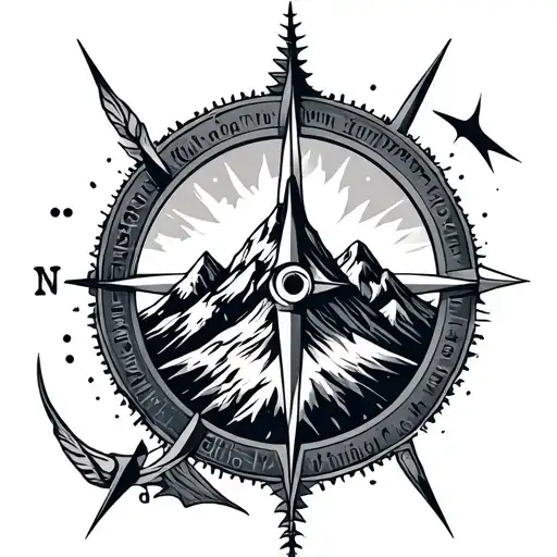 Sagittarius With Mountain And Compass