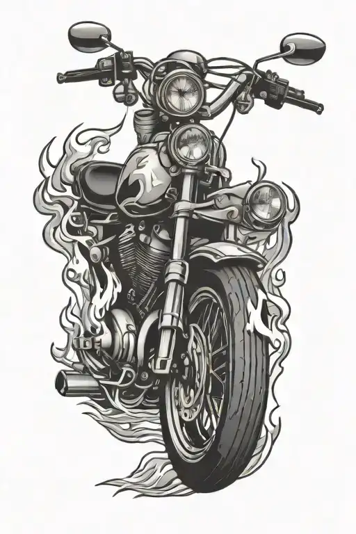 Motorcycle And Flames Left Arm