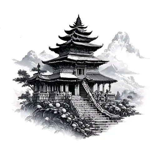 Nepal Realistic Blackwork