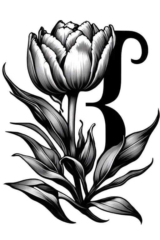 Tulip Flower With Letter B