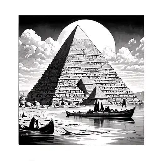 River Nile From Luxor To Cairo With Pyramid Motif