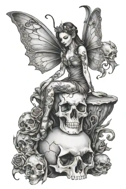 Fairy Sitting On A Skull