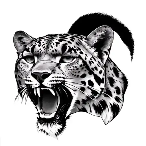 Snow Leopard Portrait Growling