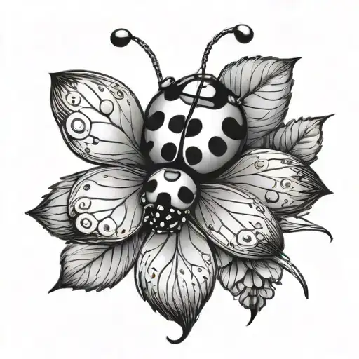 Four Leaf Clover And Ladybug Sitting On Top