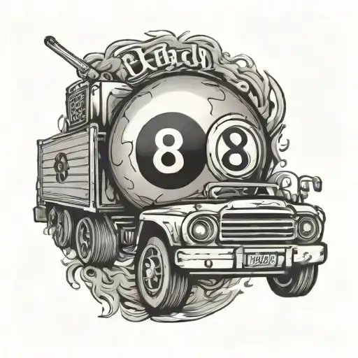 8 Ball That Has The Following Text ' Truck Hard' But Simple