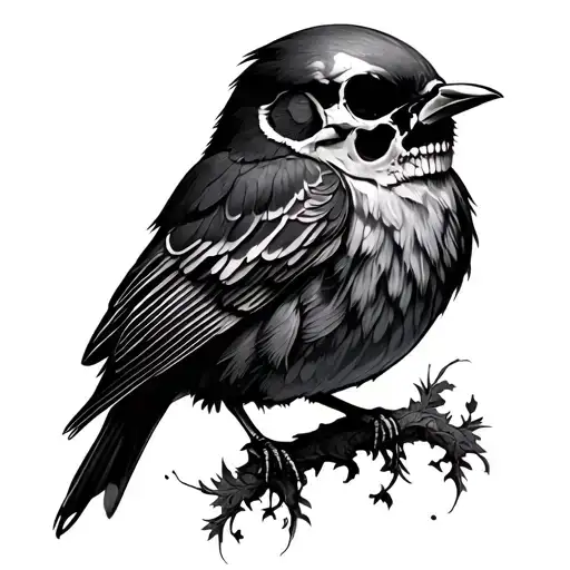 Bird Skull And Robin Bird