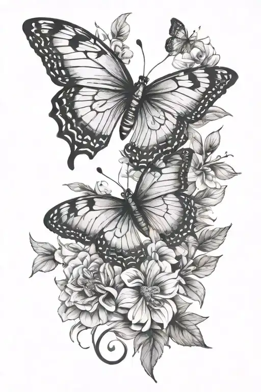 Butterfly And Flowers