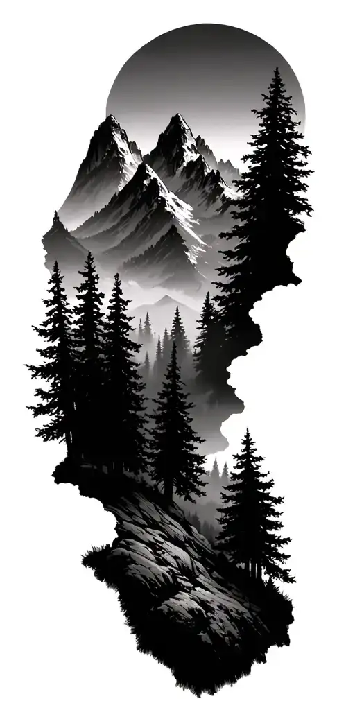 Mountain In Forest Looking Up From Ground