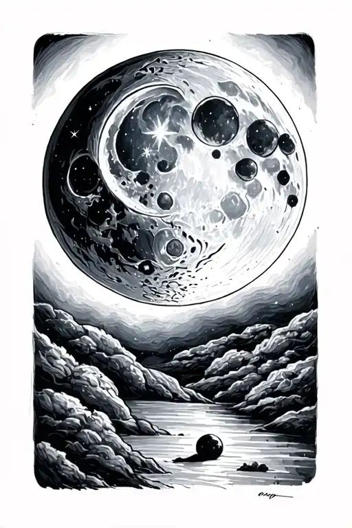 Moon Covering Up A Smaller Moon Design