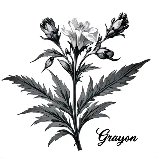 Larkspur With The Stem Saying 'Grayson'