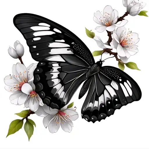 Cherry Blossom And Butterfly