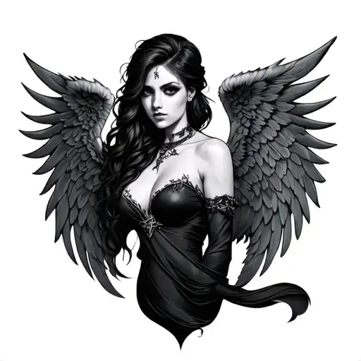 Evil Angel Wings Hold A Women