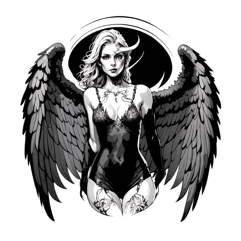 Evil Angel Wings Hold A Women Full Body