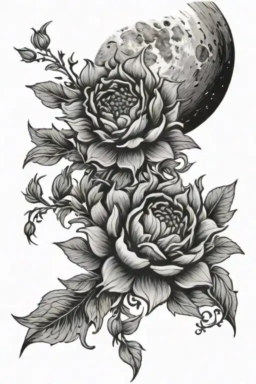 Moon And Flowers Forming