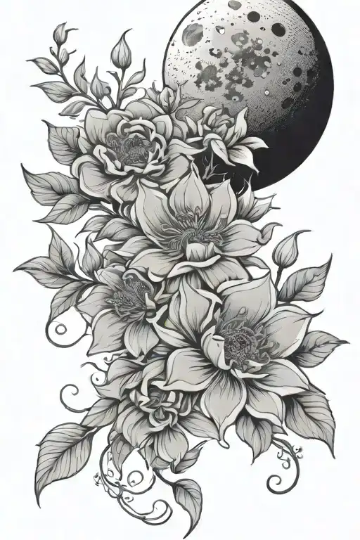 Moon And Flowers Forming