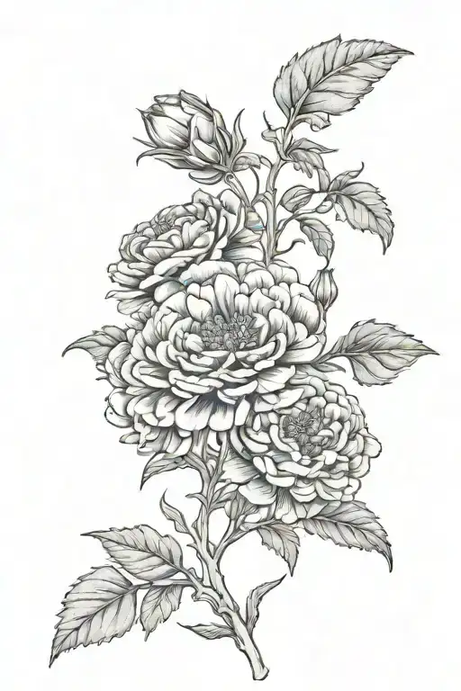 Marigold And Hawthorne Flowers