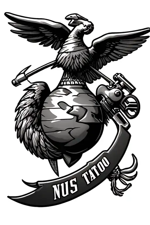 Us Marine Themed Tattoo Design