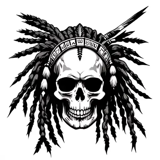 Skull W Dreadlocks Dress As Native American