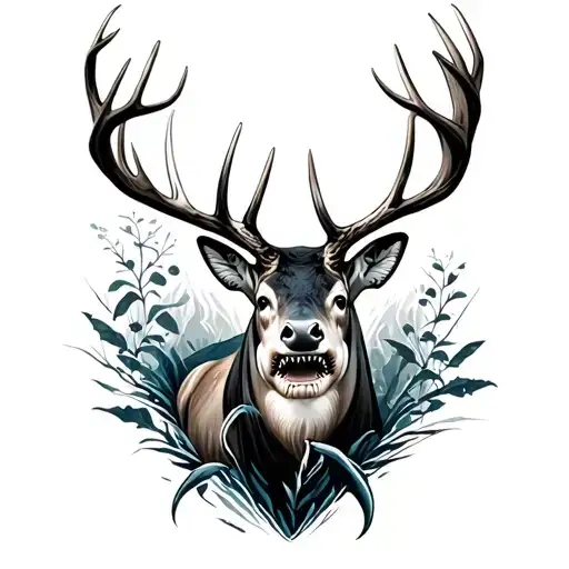 Sharks And Deer With Creative Background