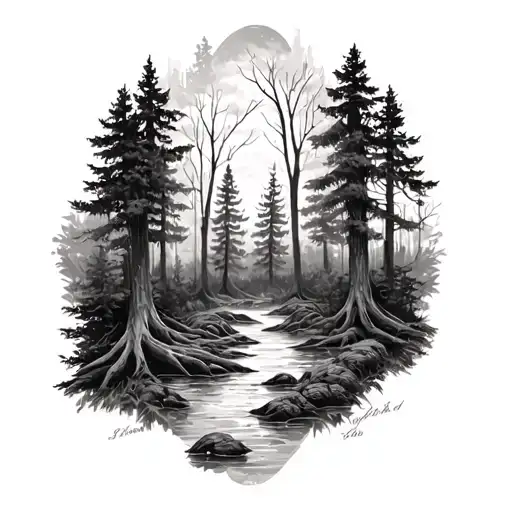 Forest Tattoo Memorial For My Cousin Leg Sleeve