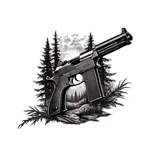 Forest Tattoo Memorial For My Cousin Incorpurating The Gun We Had Leg Sleeve Tattoo