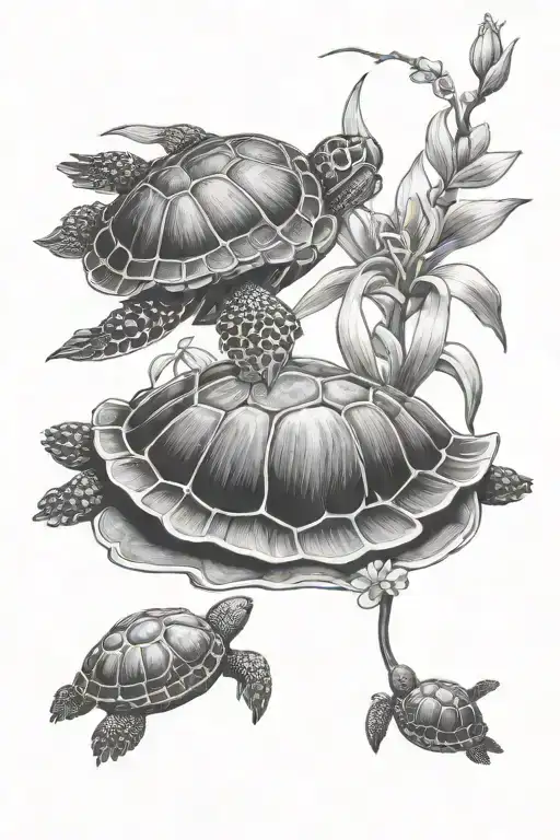 Holy Ghost Orchid And Turtle