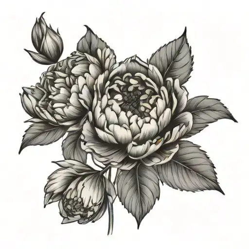 Peonie Flowers And Leaves