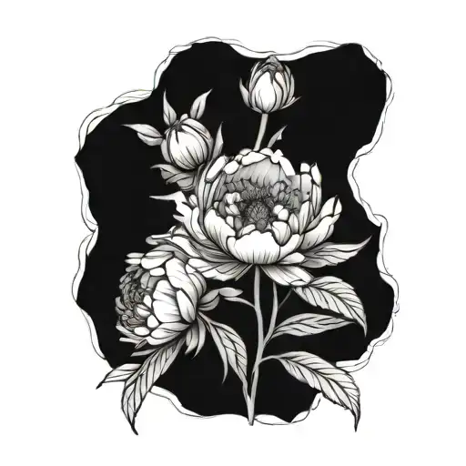 Peonie Flowers And Leaves