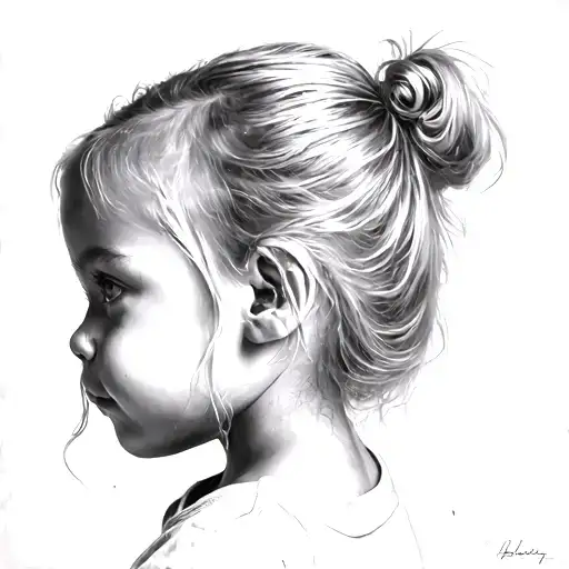 10 Years Old Blond Girl Facing The Wolrd Painting
